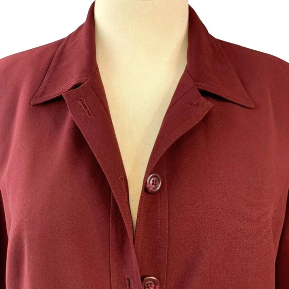 Maggie Barnes Vintage Long Sleeve Button Down Shirt Jacket Size 20W Burgundy - Picture 6 of 16